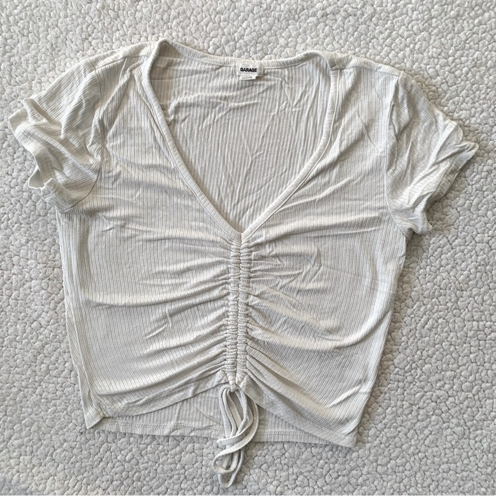 Garage Cropped White T-shirt
